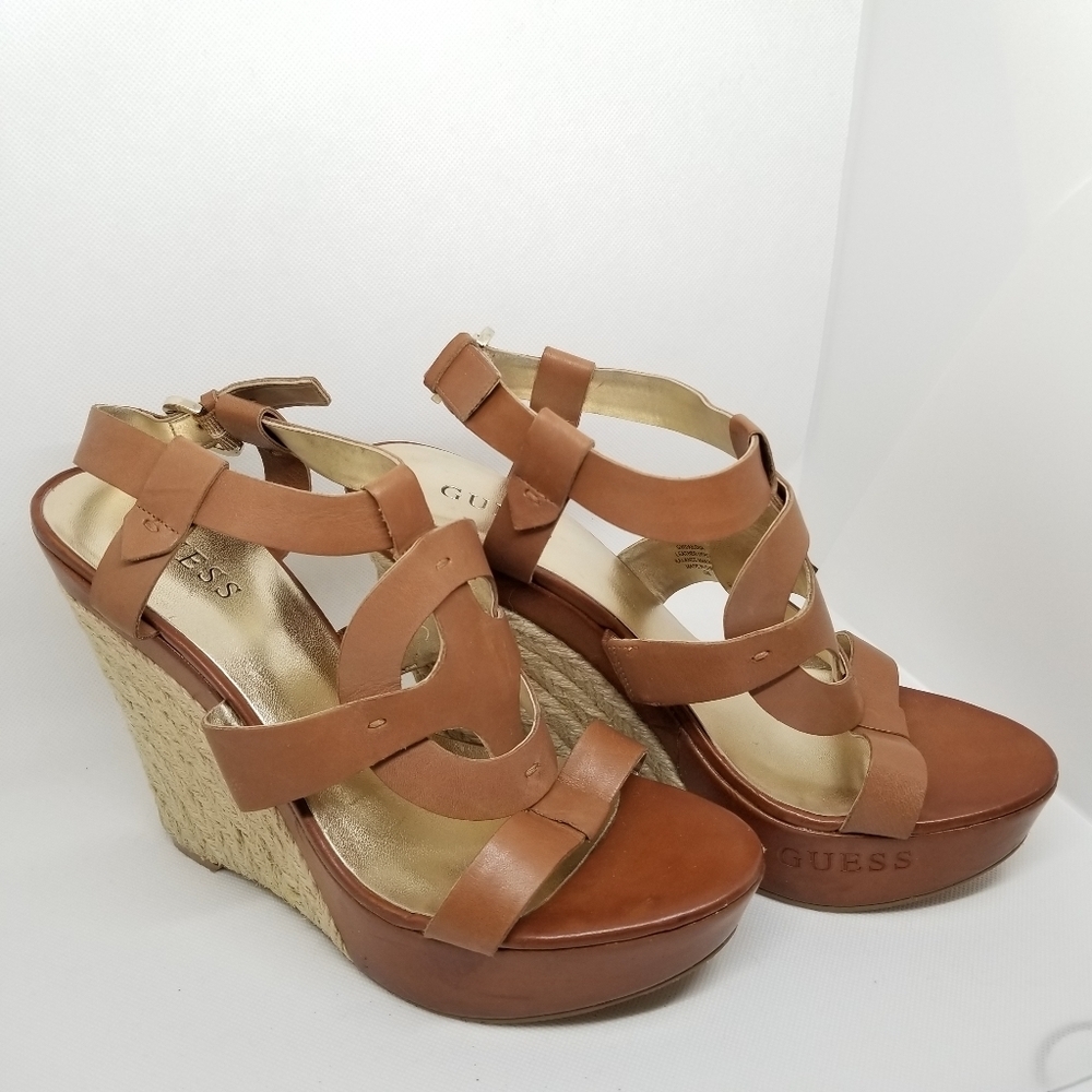GUESS strappy leather wedges - Picture 2 of 5